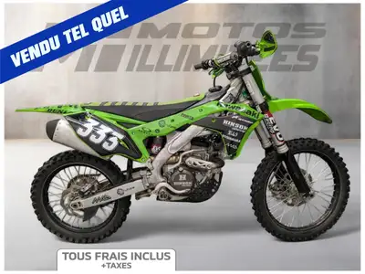 Vendu tel quel ou pour pièces.KAWASAKI KX250F 2018 Vert Lime 30 km au compteur. Motos Illimitées Ter...