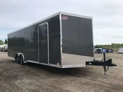 IRON SERIES 8.5' X 26' CARGO/ AUTO HAULER TRAILER WITH 10,000LB GVWR, RAMP DOOR AND SPOILER! The Iro...