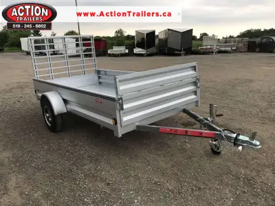 5' X 10' CANADIAN-MADE GALVALUME UTILITY TRAILER WITH EXPANDABLE FRONT LOADING RETENTION GATE AND RE...