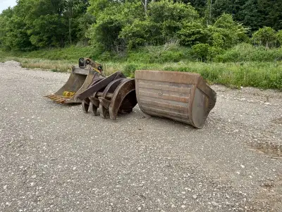 2025 NYE Bucket Package Manual wedge coupler 48" tooth bucket 7 tine grapple 60" ditch bucket $24900...