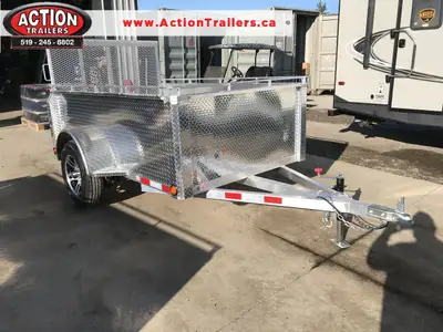 ACTION SERIES 5X8 ALL ALUMINUM UTILITY TRAILER WITH 28" SOLID ALUMINUM SIDES AND BONUS TOP TIE DOWN...