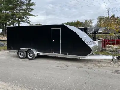 7’ x 22’ Hybrid Snowmobile trailer, 16’ centers on walls floors & roof. Mill finished trim & stainle...