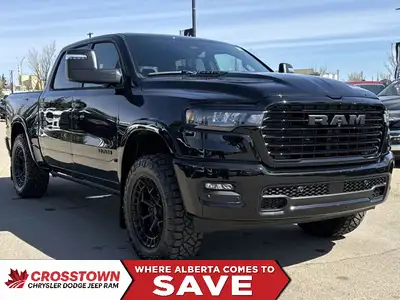 This 2025 RAM 1500 LARAMIE CREW CAB 4X4 has the following custom options Zone 2 Front Level Kit, Fue...