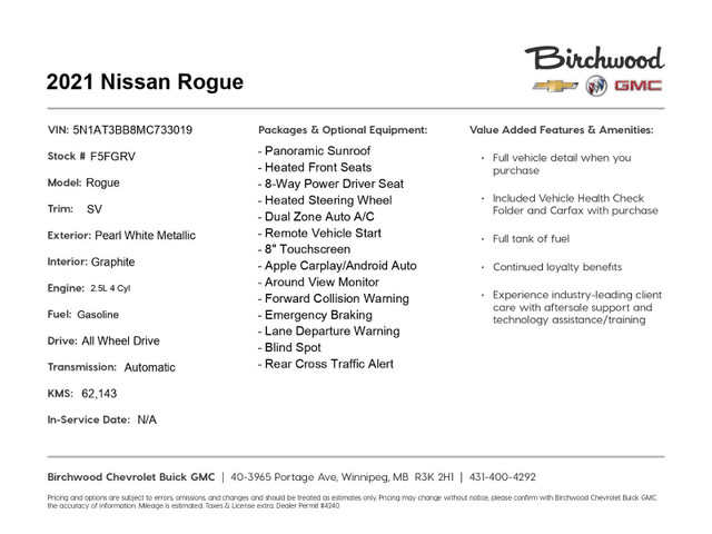 2021 Nissan Rogue SV Local Lease Return | New Tires in Cars & Trucks in Winnipeg - Image 2