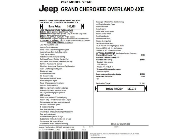  2023 Jeep Grand Cherokee 4xe OVERLAND | LOADED | PANOROOF | MCI in Cars & Trucks in Mississauga / Peel Region - Image 2