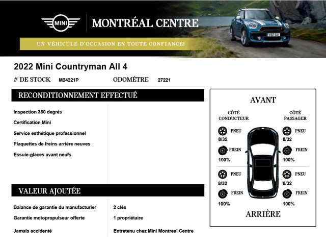 2022 MINI Countryman Cooper ALL4, Premier, Accès confort in Cars & Trucks in City of Montréal - Image 2