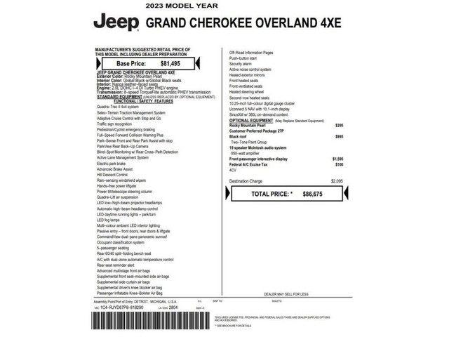  2023 Jeep Grand Cherokee 4xe Overland | DEMO | PANO ROOF | MCIN in Cars & Trucks in Mississauga / Peel Region - Image 2
