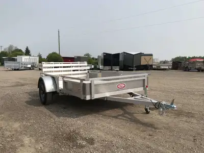HOMEOWNERS SPACE-SAVER SERIES 6 X 10 ALUMINUM UTILITY TRAILER WITH SOLID ALUMINUM SIDES AND REMOVABL...