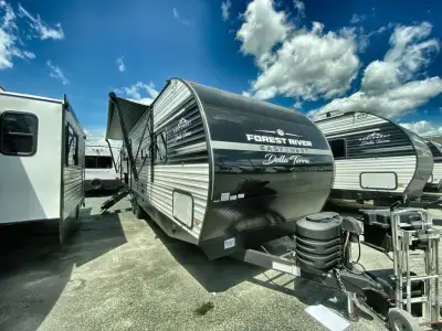 EAST TO WEST Della Terra travel trailer 262BH highlights: Jiffy Sofa Double-Size Bunks Large Slide 2...