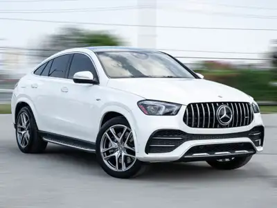 2021 Mercedes Benz GLE 53 Coupe AMG Pkg White Exterior on Red Interior, comes with Navigation, Panor...
