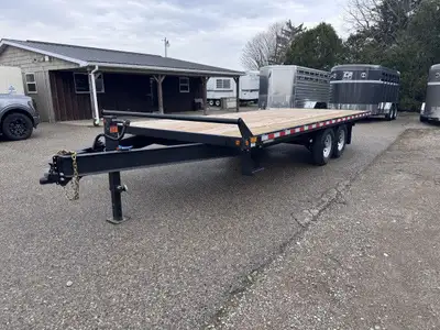 2025 Canada Trailer 102 x 20ft Deckover Straight Deck w/ Pull Out 7ft Ramps Treated Wood Deck 2 - 7...