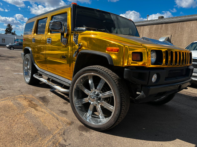 2006 Hummer H2*CUSTOM WHEELS*CHROME GOLD WRAP* ONLY$29999 in Cars & Trucks in Edmonton