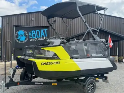 WOW ONLY 50 HOURS TOTAL! 13' 5 PASSENGER PONTOON/TRITOON THIS IS THE SPORT COMPACT SO HAS THE UPGRAD...