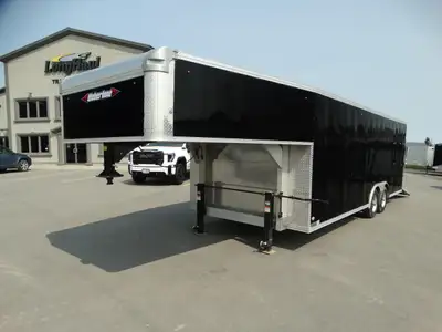 Here is a slightly used, all aluminium gooseneck cargo trailer. It is 8 12 x 30in., and has tandem 5...