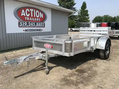 HOMEOWNERS SPACE-SAVER SERIES 5 X 10 ALUMINUM UTILITY TRAILER WITH SOLID ALUMINUM SIDES AND REMOVABL...