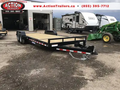NEW 7 TON SURE-TRAC STEEL 82" X 18' + 4' TILT DECK CAR HAULER - WE OFFER FINANCING FROM $0 DOWN -OAC...