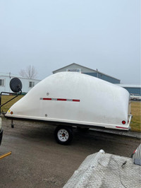 2003 U PULL 8’ X 12’ FIBERGLASS COVER DOUBLE SNOWMOBILE TRAILER 