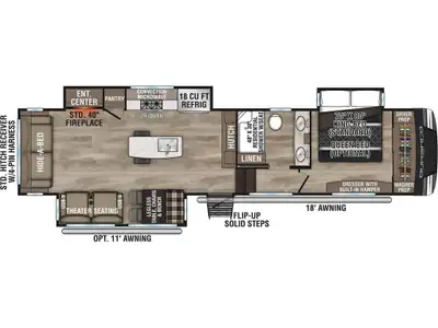 . 2025 KZ-RV Durango D333RLT WEIGHT 10,800 LBS LENGTH 37' 1O FEET 12 CUBIC FOOT REFRIGERATOR HOT WAT...