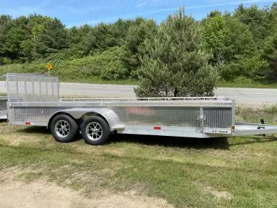 All Aluminum 7 x 18' tandem utility trailer Solid aluminum sides 17” high - Top tie down rail. 15" A...