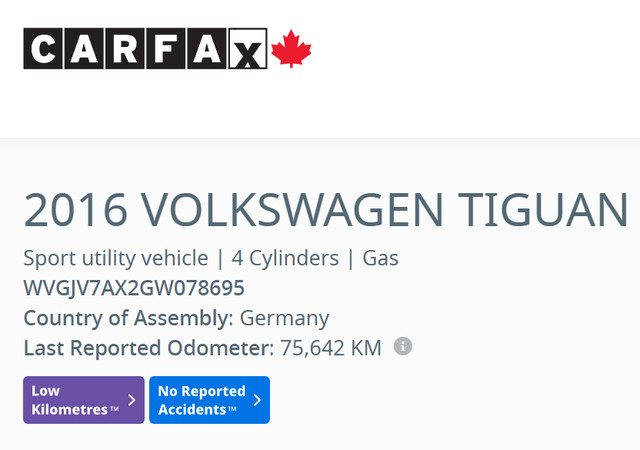 2016 Volkswagen Tiguan 75693 KM! ONE OWNER! CERTIFIED! in Cars & Trucks in Red Deer - Image 2