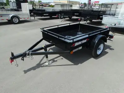 In Stock Now: 50in.in.x6in. single axle Weberlane utility trailer with steel floor, 12in. tires, 220...