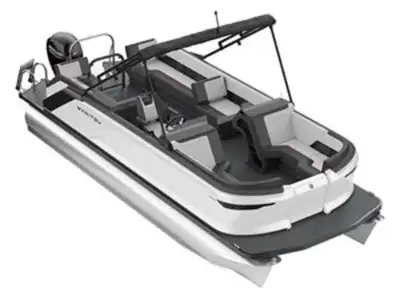 2025 Manitou Cruise 20 Bench 60 Mercury,2 Toon br>Hdr steeringMatte black power coatSilver luna floo...