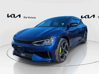 Meet the 2024 Kia EV6 GT AWD in a stunning blue exterior with a sophisticated automatic transmission...