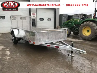 ACTION SERIES 5 X 12 ALL ALUMINUM UTILITY TRAILERS WITH SOLID ALUMINUM SIDES AND TOP TIE DOWN RAIL (...