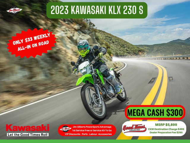 2023 KAWASAKI KLX 230 S NON-ABS - Only $33 Weekly, All-in in Dirt Bikes & Motocross in Fredericton