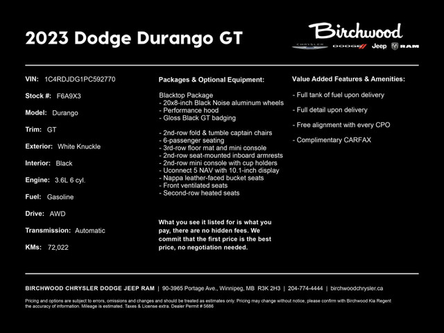 2023 Dodge Durango GT | New Tires | New Brakes | One Owner | Loc in Cars & Trucks in Winnipeg - Image 2