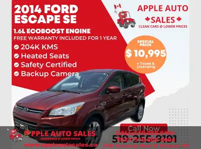 2014 Ford Escape SE 1.6L Ecoboost Engine 204 XXX KMs Power Steering, Power Windows, Power Door locks...