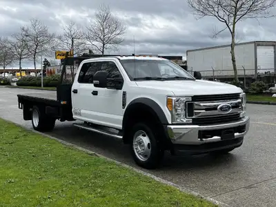 2017 Ford F-550 4x4 12 Foot Flatdeck 6774 Hours 12' x 8' Trailer Brake Pintle Trailer Hitch Heated M...