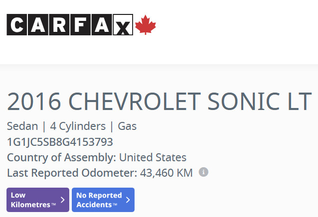 2016 Chevrolet Sonic LT--YES ONLY 45172 KM! ONE OWNER! CERTIFIED in Cars & Trucks in Calgary - Image 2