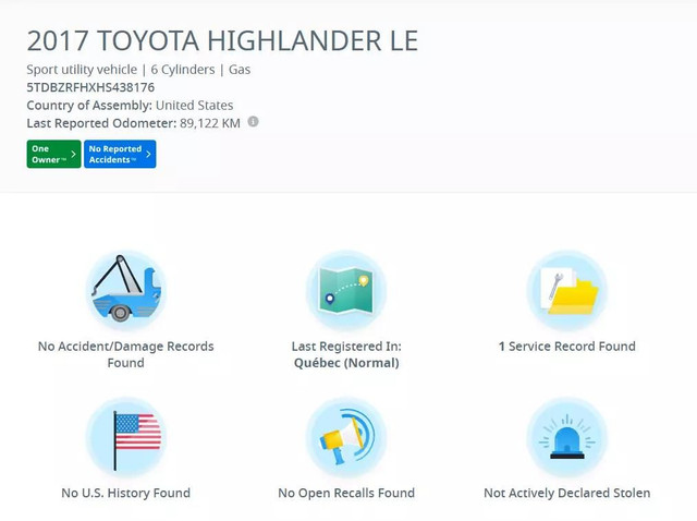 2017 TOYOTA Highlander LE Plus in Cars & Trucks in City of Montréal - Image 3