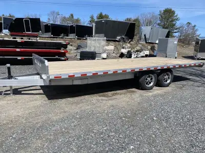 All Aluminum Deck Over 102" x 18' , Tandem axle , 2×6 Main Frame, 2×2 Cross members, 16 O.C frame •s...