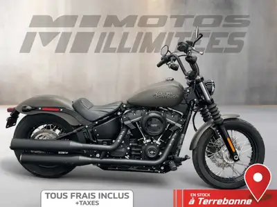 Harley-Davidson FXBB Street Bob 107 2019 Noir mat 8541 km au compteur. Motos Illimitées Terrebonne....