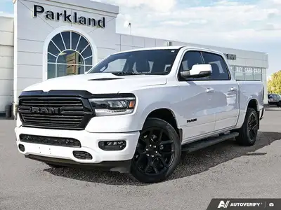 This 2023 Ram 1500 Sport Crew Cab 4x4 boasts a commanding presence with its Bright White exterior an...