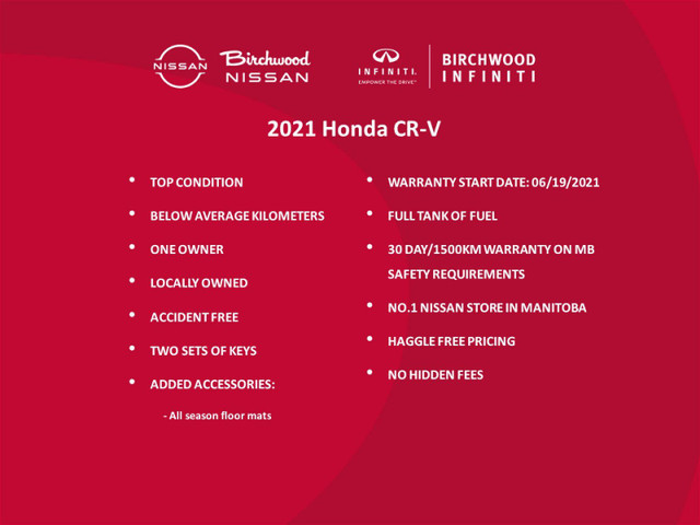 2021 Honda CR-V Touring Accident Free | One Owner | Low KM's in Cars & Trucks in Winnipeg - Image 3