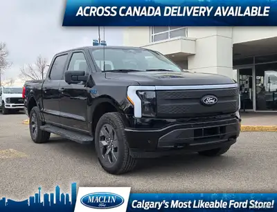 This brand new AGATE BLACK METALLIC 2025 FORD F-150 LIGHTNING FLASH is powered by an ELECTRIC ENGINE...