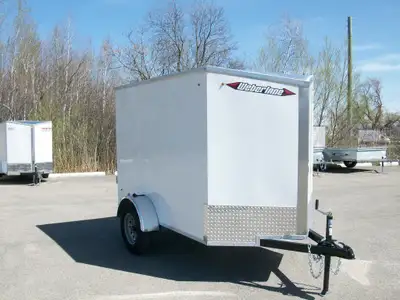 remorque neuve Weberlane 5' x 18' V-nose 1 essieux 3500lb. avec verin 66'' de haut interieur cote co...