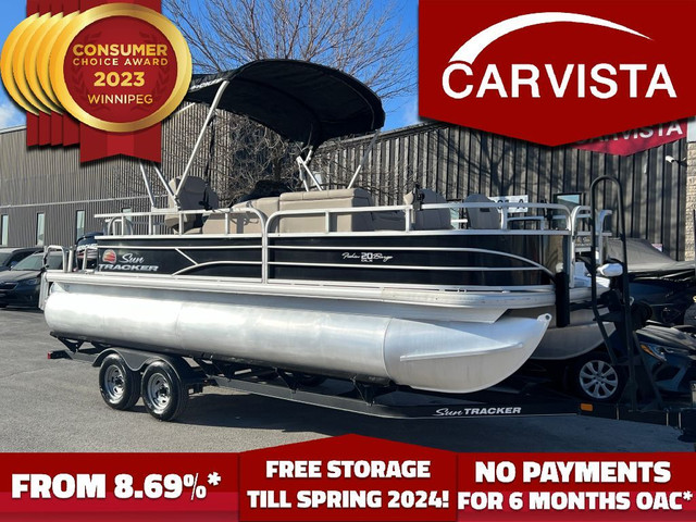 2019 Sun Tracker FISHIN' BARGE 20 DLX PONTOON BOAT 90HP With Tra in Powerboats & Motorboats in Winnipeg