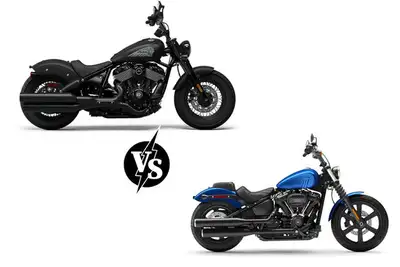 2024 Indian Chief Bobber Dark Horse vs. 2024 Harley-Davidson Street Bob 114 ? Blacked-Out Bobber Bat...