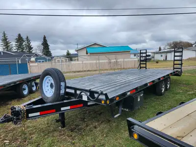 8.5 X 24' DECK-OVER AXLES: 2-7000LB 14,000lb GVW 16" 10PLY RADIAL TIRES ALUMINUM WHEELS 4' DOVETAIL...