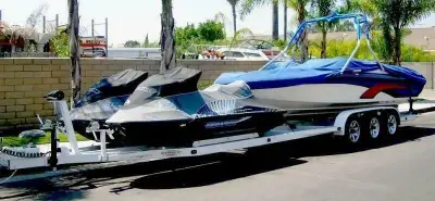 Tri axle boat trailers CUSTOM COMBO PWC BOAT ATV /UTV BOAT v hull, tunnel, & sail, on sale now. Pre-...