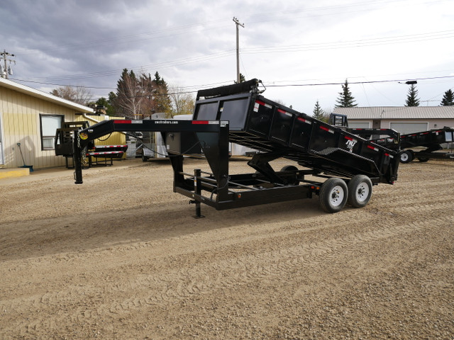 2024 SWS 7 x 16' Hydraulic Gooseneck Dump Trailer (2) 7K Axles in Cargo & Utility Trailers in Edmonton - Image 3