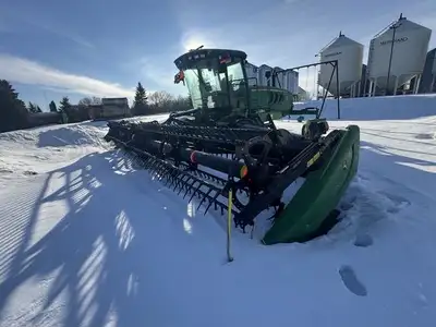 Location: Horizon Ag & Turf Lloydminster 2017 JOHN DEERE W155 WINDROWER w/ 30' 430D DRAPER HEADER, 3...