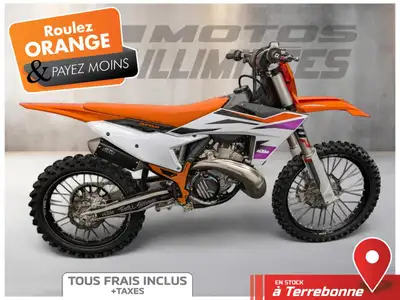 KTM 250 SX 2024 Orange et Blanc 64 km au compteur. Motos Illimitées Terrebonne. Prix de vente inclus...