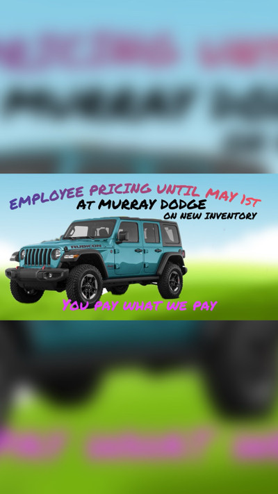 EMPLOYEE PRICING ON NEW VEHICLES AT MURRAY DODGE