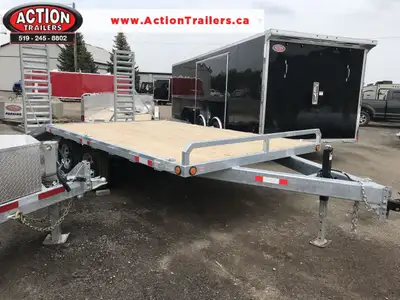 ACTION SERIES 102" X 16' TANDEM AXLE DECKOVER EQUPIMENT HAULER W/ BEAVERTAIL AND REAR STAND UP RAMPS...