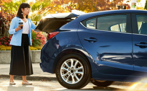 Lady closing the trunk of her car